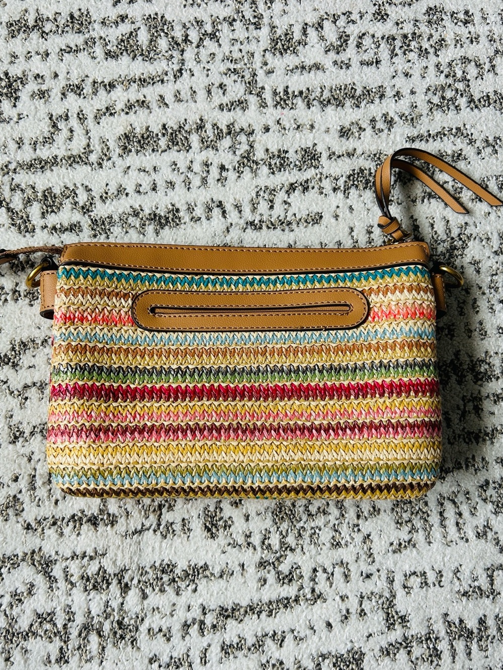 Style & Co. Rainbow Woven Straw Crossbody Bag NWOT - Picture 2 of 14